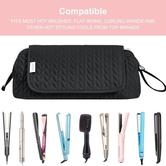 Travel Hair Tool Organizer Bag Heat Resistant Mat for Straighteners Curling Iron - Picture 6 of 7